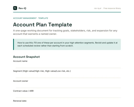 First page of the Account Plan Template PDF