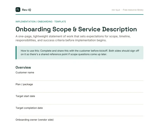 First page of the Onboarding Scope & Service Description PDF