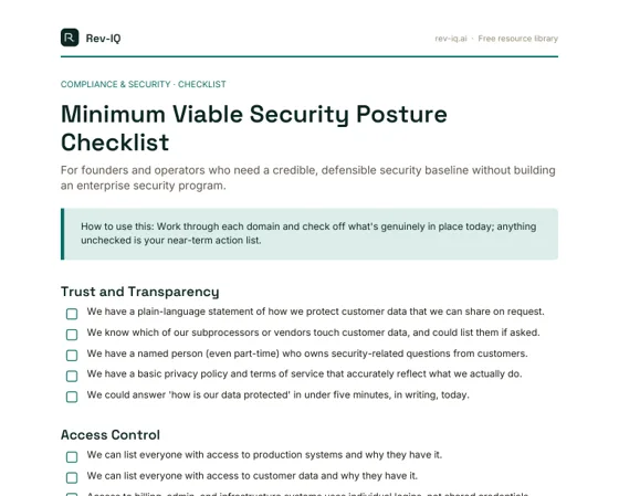 First page of the Minimum Viable Security Posture Checklist PDF