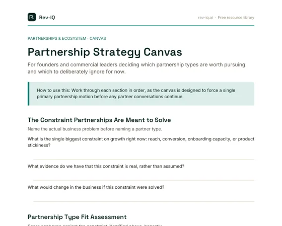 First page of the Partnership Strategy Canvas PDF