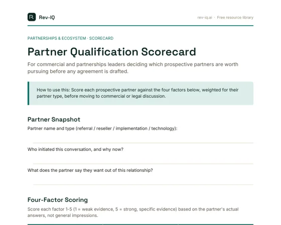 First page of the Partner Qualification Scorecard PDF