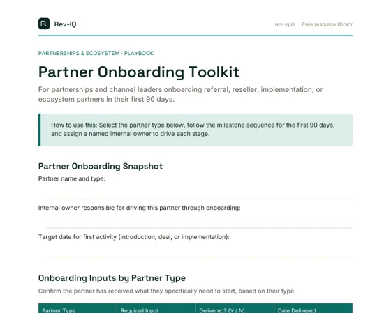 First page of the Partner Onboarding Toolkit PDF