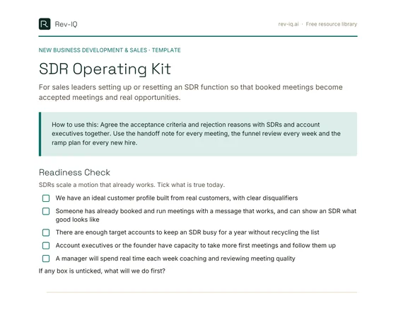 First page of the SDR Operating Kit PDF